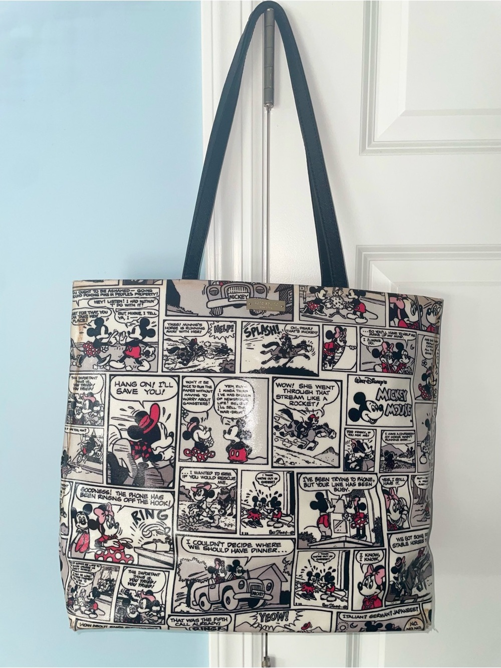 Kate spade x Disney Minnie Mouse Comic Strip Tote Bag with Black Handles
